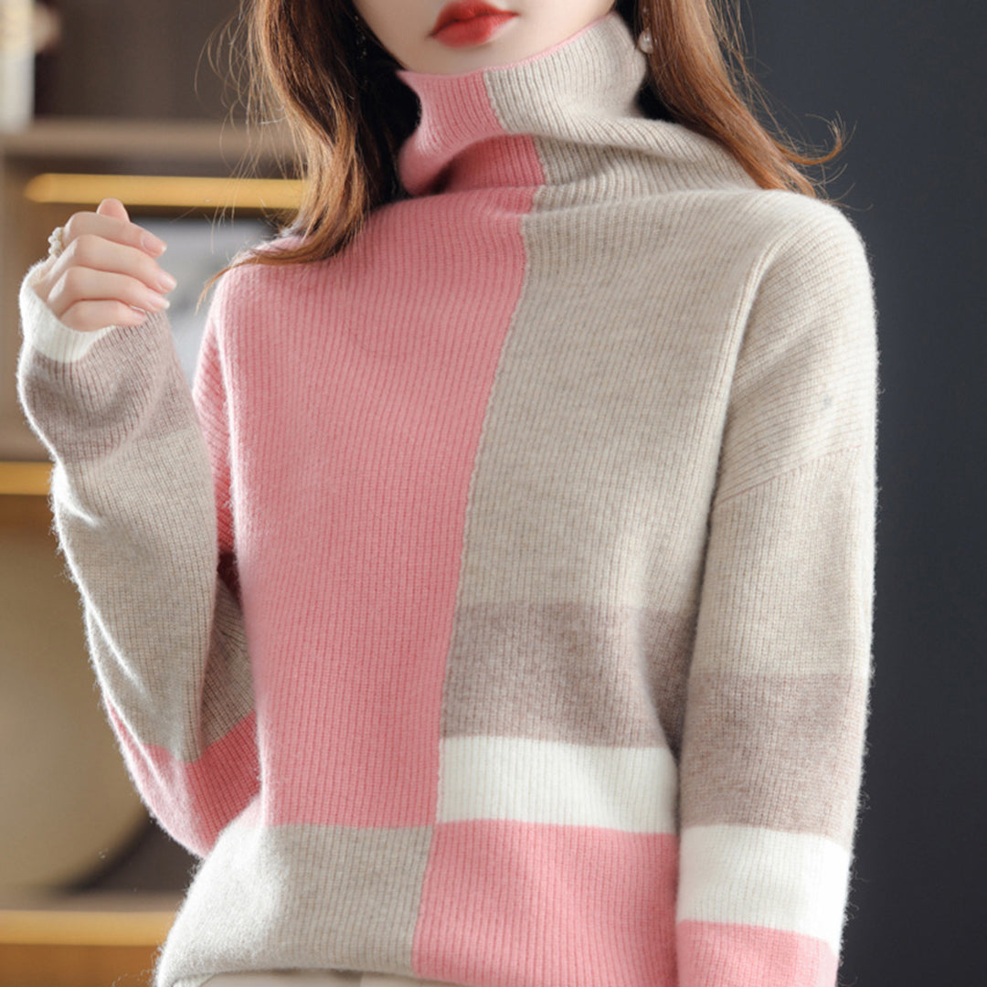 Mila | Golf damski zimowy z wzorem colorblock