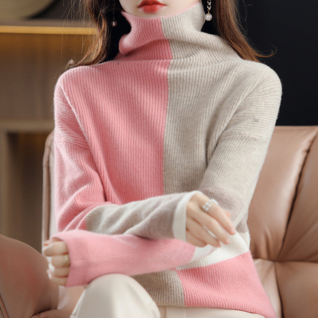 Mila | Golf damski zimowy z wzorem colorblock