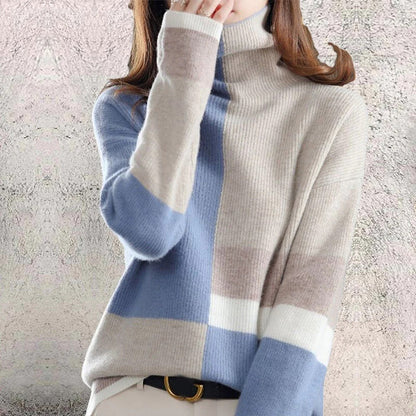 Mila | Golf damski zimowy z wzorem colorblock