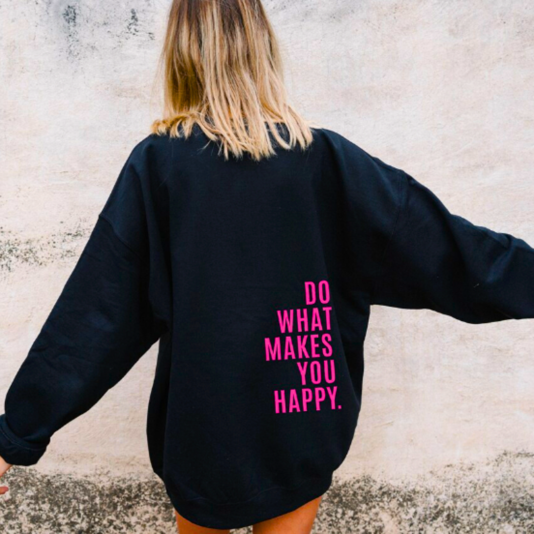 Jagoda | Bluza damska zimowa oversize z nadrukiem na plecach