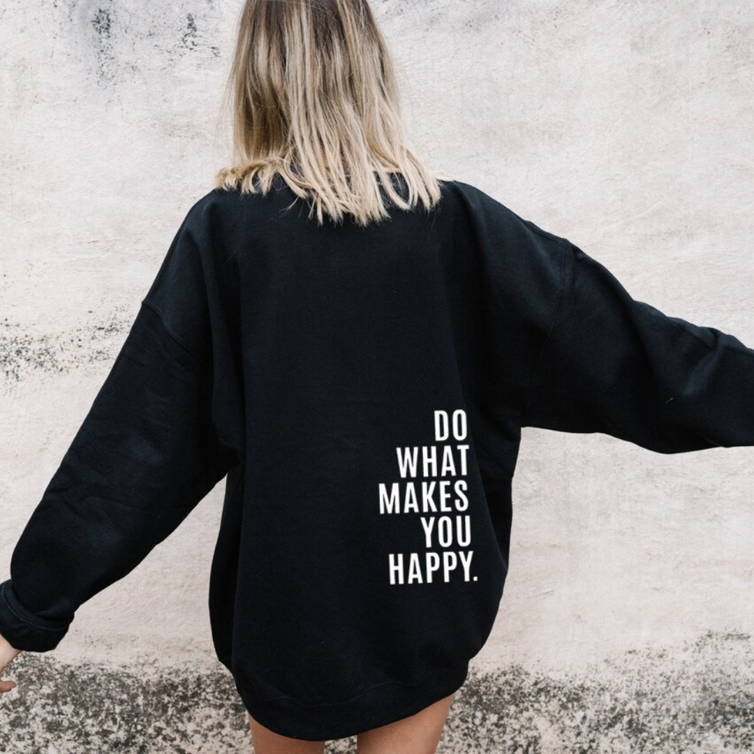 Jagoda | Bluza damska zimowa oversize z nadrukiem na plecach
