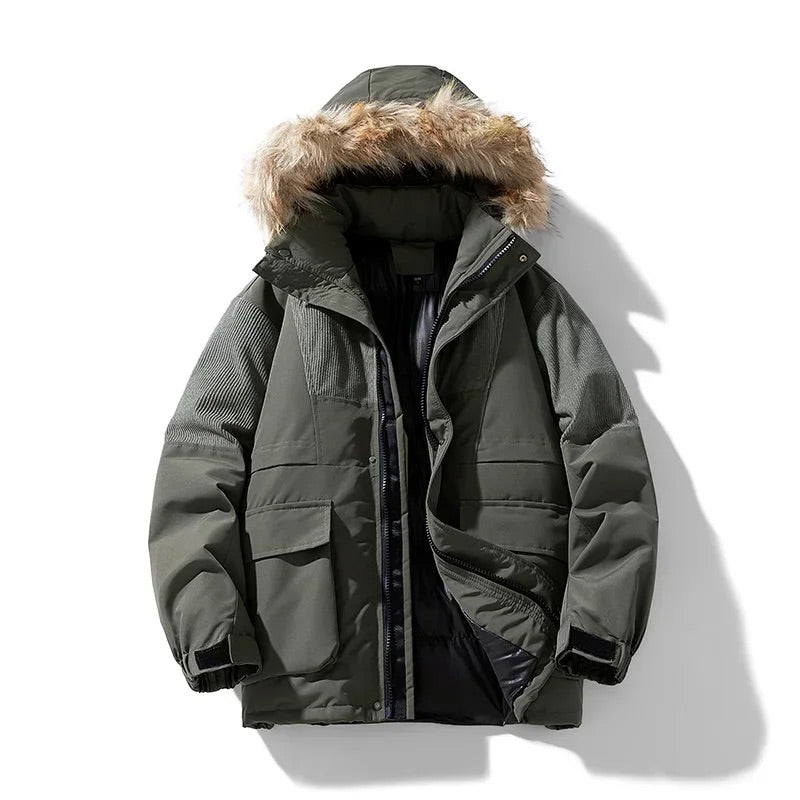 Mateusz | Oversize parka zimowa męska z futrzanym kołnierzem