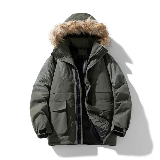 Mateusz | Oversize parka zimowa męska z futrzanym kołnierzem