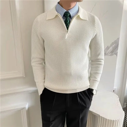 Łukasz | Stylowy sweter męski z zamkiem i kołnierzem