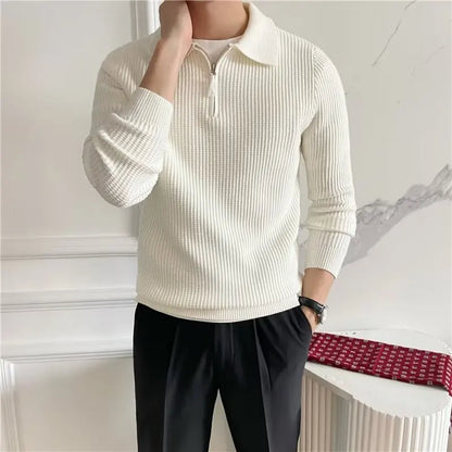 Łukasz | Stylowy sweter męski z zamkiem i kołnierzem