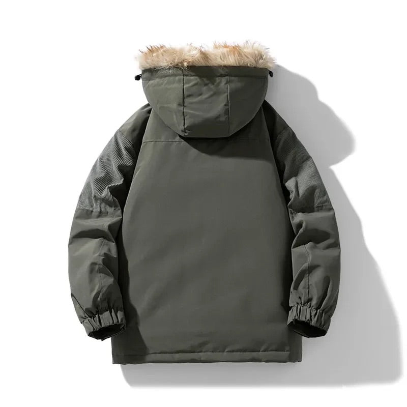 Mateusz | Oversize parka zimowa męska z futrzanym kołnierzem