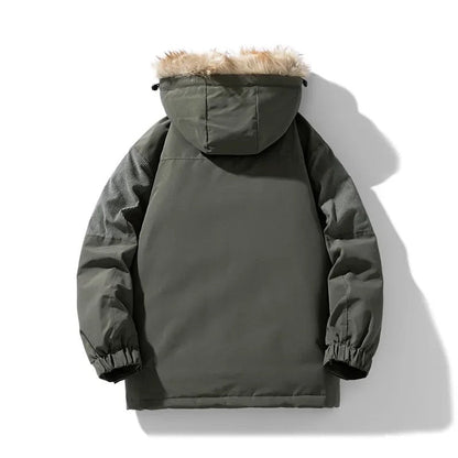 Mateusz | Oversize parka zimowa męska z futrzanym kołnierzem