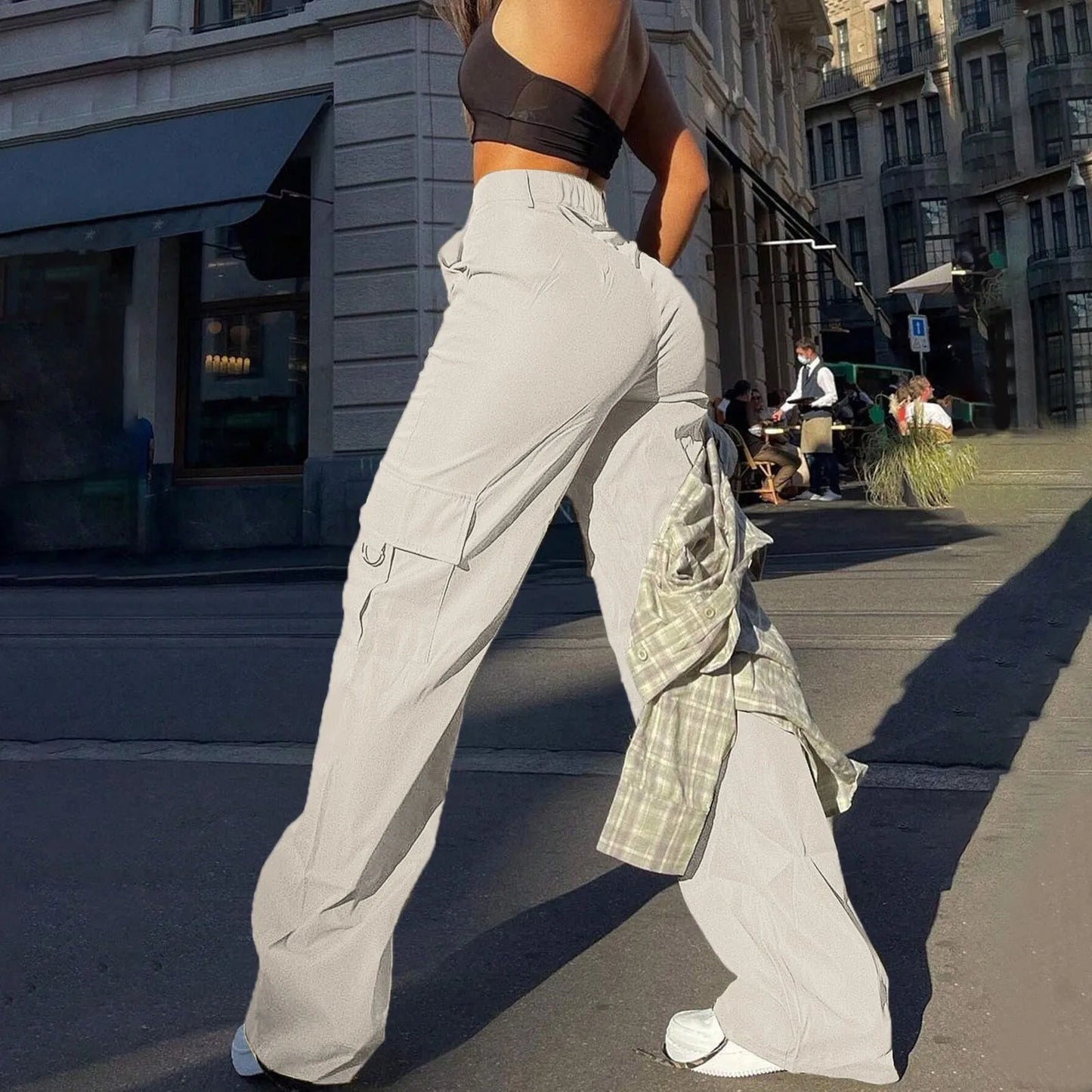Natalia | Spodnie cargo damskie z wysokim stanem