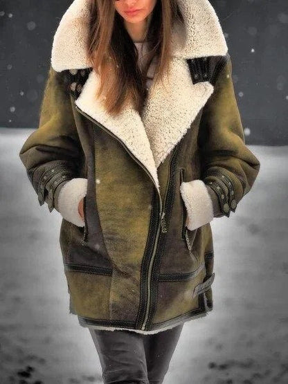 Zuzanna | Płaszcz zimowy damski z futerkiem shearling