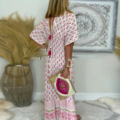 Alicja | Sukienka damska maxi letnia w stylu boho z nadrukiem