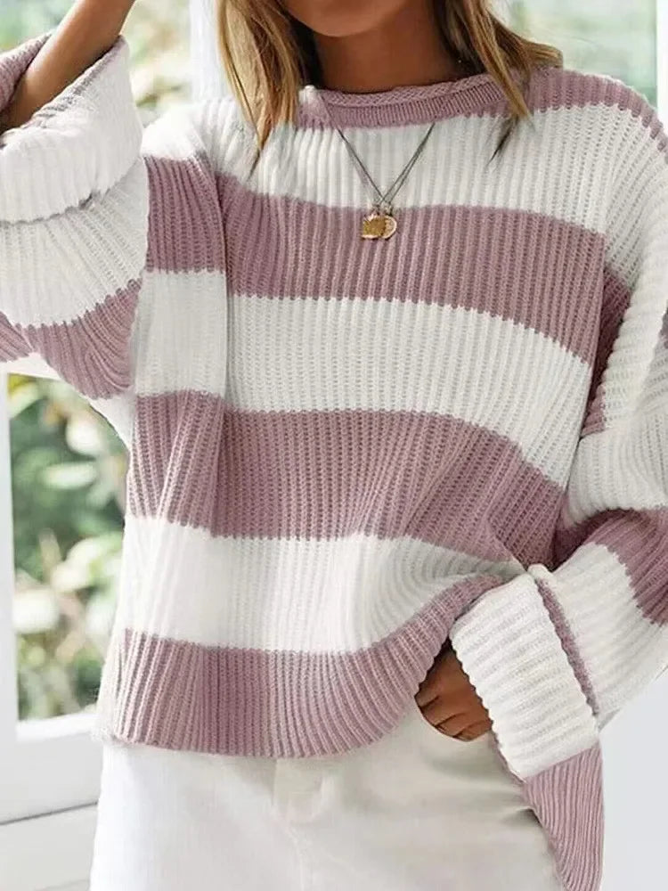 Weronika | Oversize sweter damski w paski