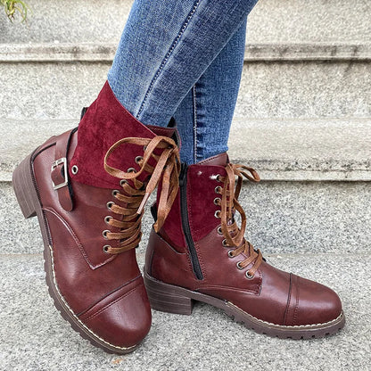 Lucyna | Sznurowane buty z klamrą damskie