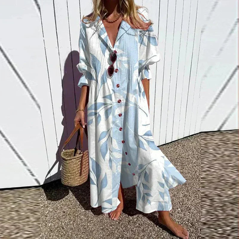 Kornelia | Sukienka maxi damska w stylu boho z dekoltem w serek