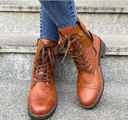 Lucyna | Sznurowane buty z klamrą damskie