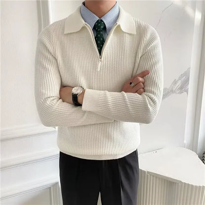 Łukasz | Stylowy sweter męski z zamkiem i kołnierzem