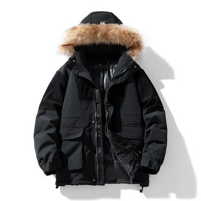 Mateusz | Oversize parka zimowa męska z futrzanym kołnierzem