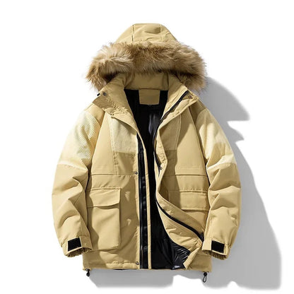 Mateusz | Oversize parka zimowa męska z futrzanym kołnierzem