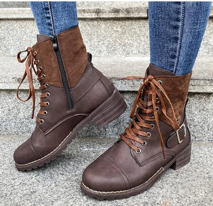 Lucyna | Sznurowane buty z klamrą damskie