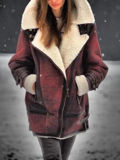 Zuzanna | Płaszcz zimowy damski z futerkiem shearling