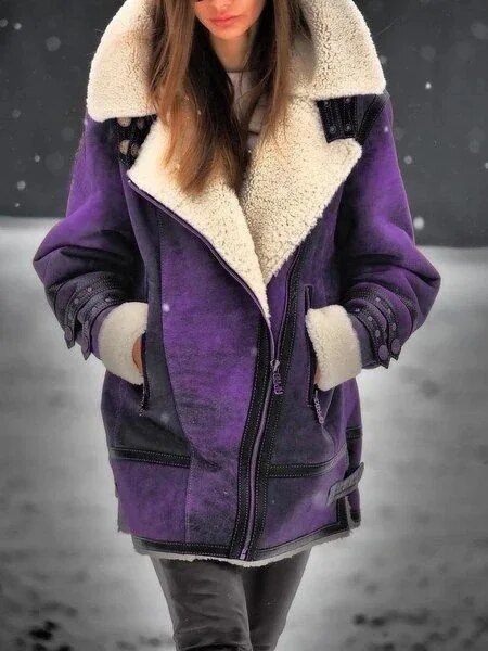 Zuzanna | Płaszcz zimowy damski z futerkiem shearling