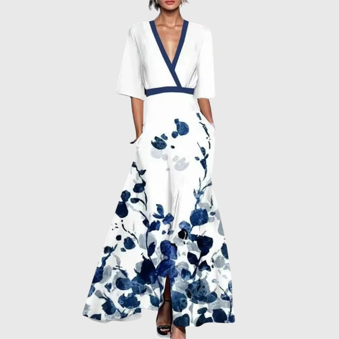 Izabela | Elegancka sukienka maxi damska na wiosnę