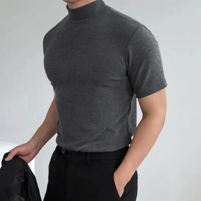 Igor | Basicowy T-shirt męski z podwyższonym kołnierzem