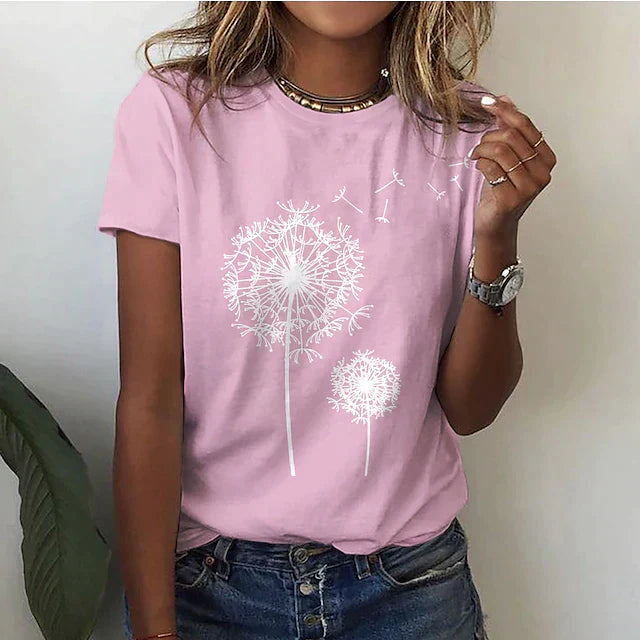 Natalia | T-shirt damski z okrągłym dekoltem i krótkim rękawem