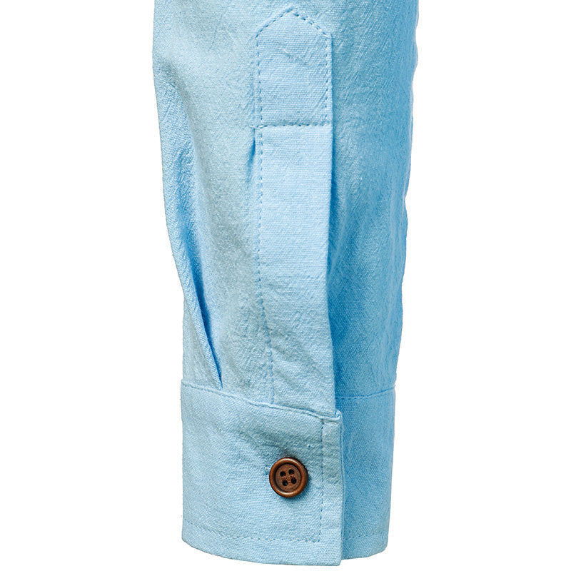 Sebastian | Lniana koszula męska z długim rękawem w stylu vintage