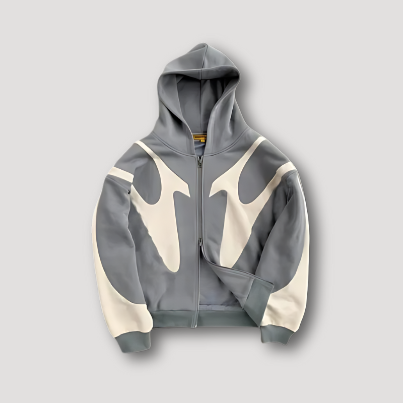 Leon | Hoodie z zamkiem i graficznym nadrukiem męski