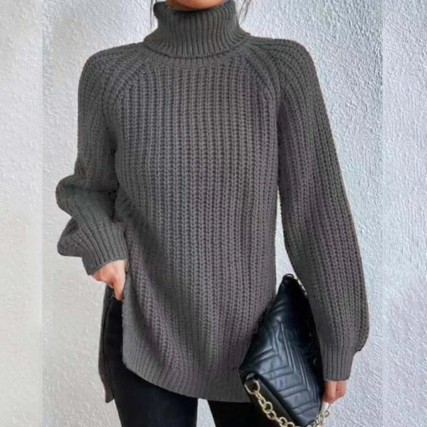 Golf damski z grubej dzianiny oversize prążkowany 4