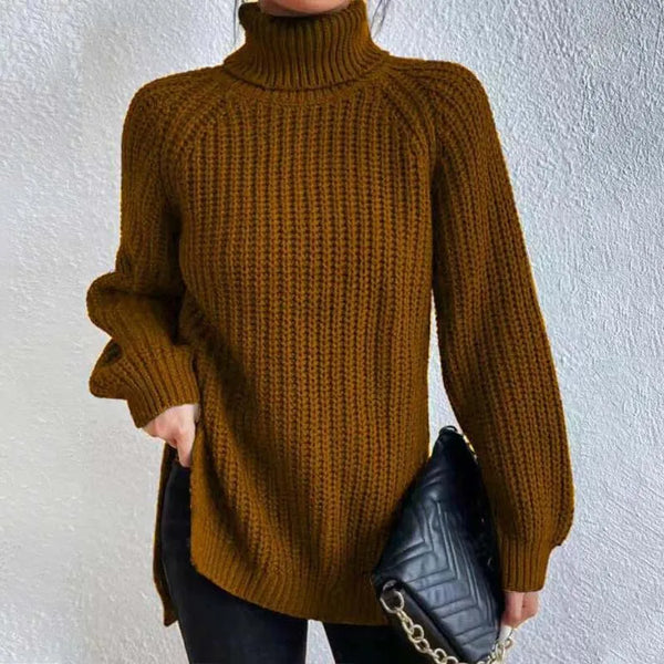 Golf damski z grubej dzianiny oversize prążkowany 5