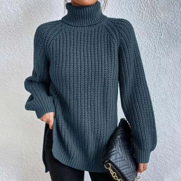 Golf damski z grubej dzianiny oversize prążkowany 7