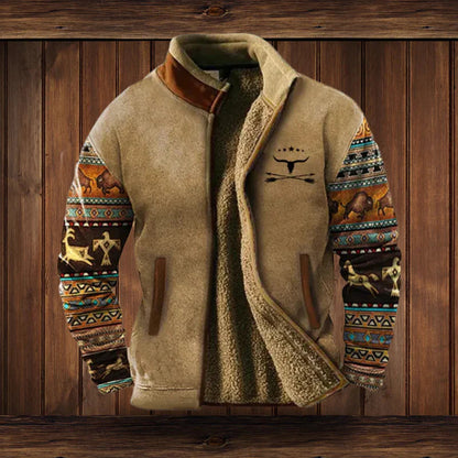 Kamizelka męska ocieplana z misia rozpinana w stylu retro 1