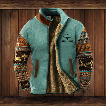 Kamizelka męska ocieplana z misia rozpinana w stylu retro 2