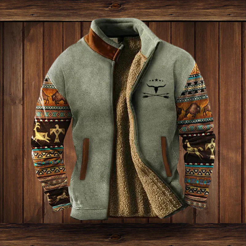 Kamizelka męska ocieplana z misia rozpinana w stylu retro 3
