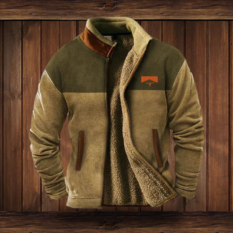 Kamizelka męska ocieplana z misia rozpinana w stylu retro 4