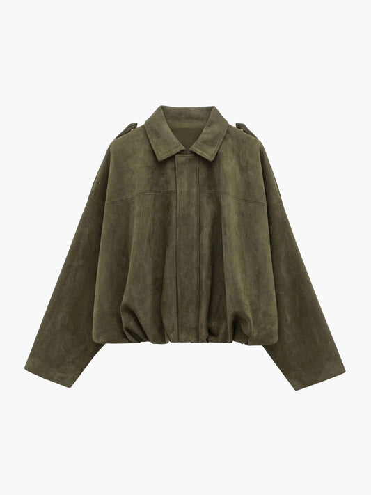 Kurtka bomberka damska zamszowa z kołnierzem 1