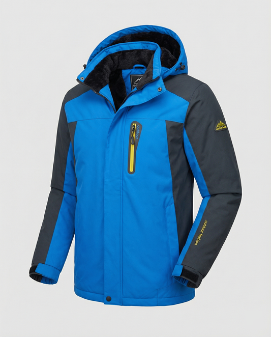 Kurtka narciarska męska z kapturem wodoodporna z podszewką polarową krótka 1