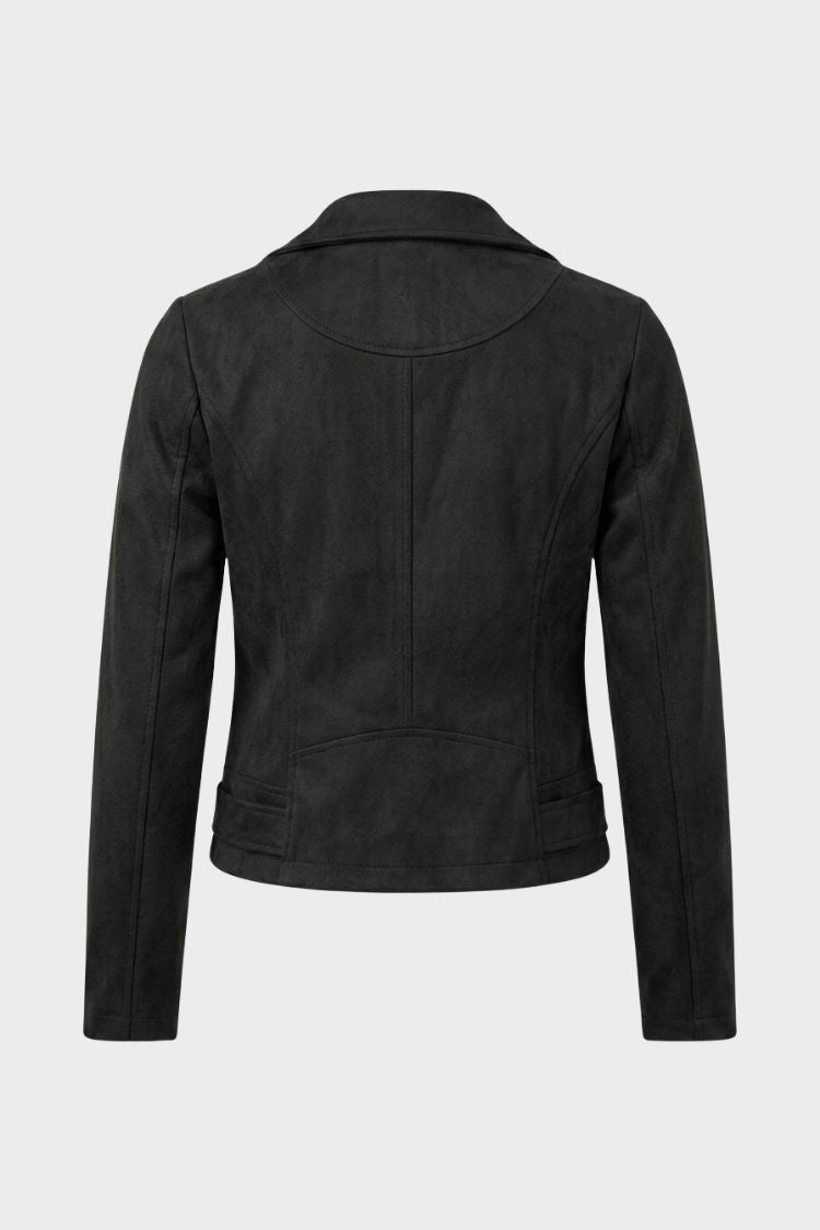 Kurtka ramoneska damska skórzana krótka z kołnierzem z zamkiem 8