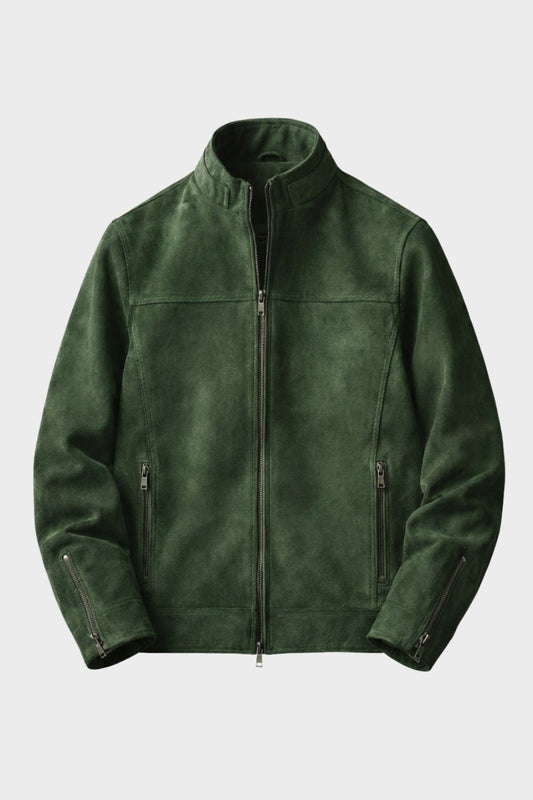 Kurtka zamszowa męska krótka z zamkiem z kołnierzem 1