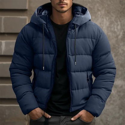 Kurtka zimowa męska pikowana ocieplana z kapturem 3