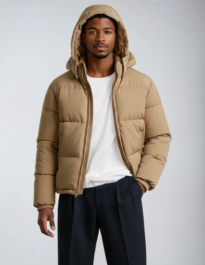 Kurtka zimowa męska pikowana ze ściągaczami z kapturem 9