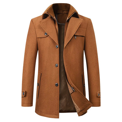 Kurtka zimowa męska wełniana ze stójką na guziki z kieszeniami 5