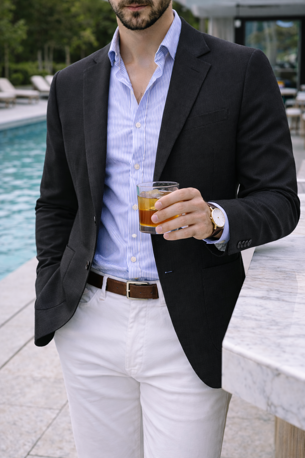 Marynarka męska dzianinowa elegancka z klapami smart casual 6