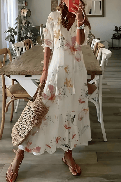 Julia | Lekka sukienka midi damska z nadrukiem