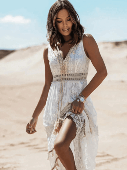 Zofia | Sukienka maxi damska boho z koronki