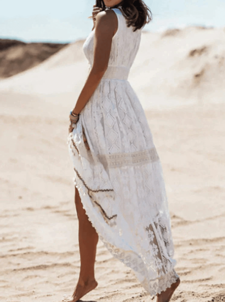 Zofia | Sukienka maxi damska boho z koronki