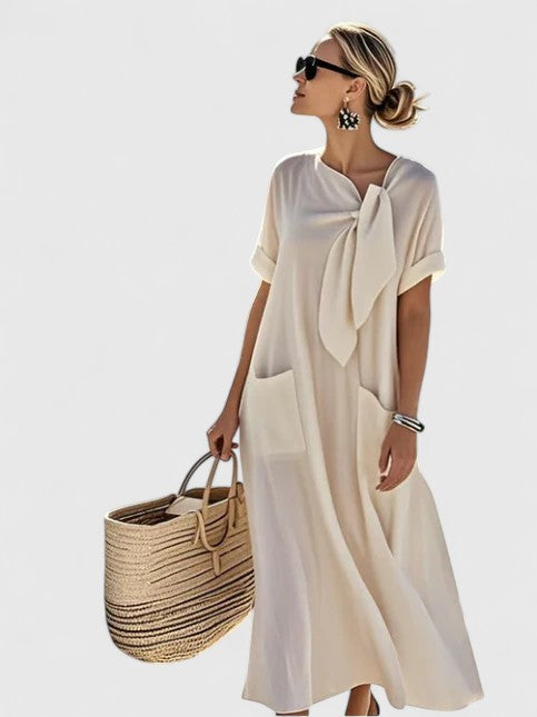 Agnieszka | Elegancka letnia sukienka maxi damska z kieszeniami