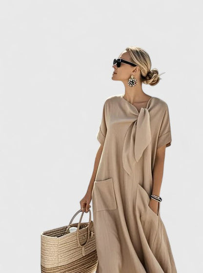 Agnieszka | Elegancka letnia sukienka maxi damska z kieszeniami