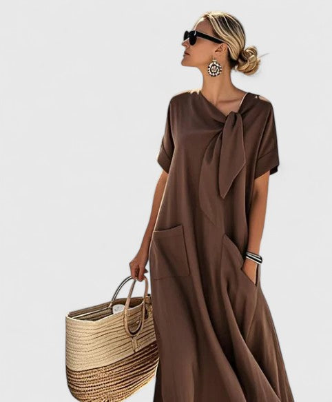 Agnieszka | Elegancka letnia sukienka maxi damska z kieszeniami